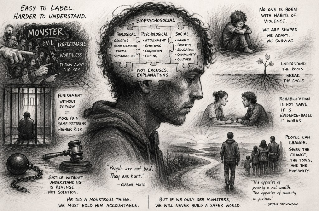 The Human Behind the Label: Rethinking “Monsters” in Justice and Psychology